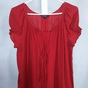 George Red Peasant Blouse